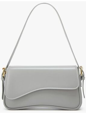 Sleek Grey Shoulder Bag – Minimal Leather-Style Handbag